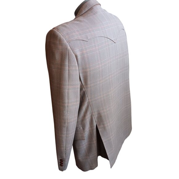 Blazer Jacket 44R Vintage Western Cowboy Plaid Rancher 1980's Prestige West - Picture 3 of 9